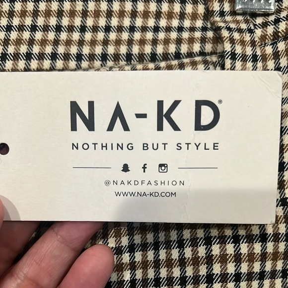 NWT NA-KD Brown check mini Skirt size EU 38/US 8 - Picture 2 of 7